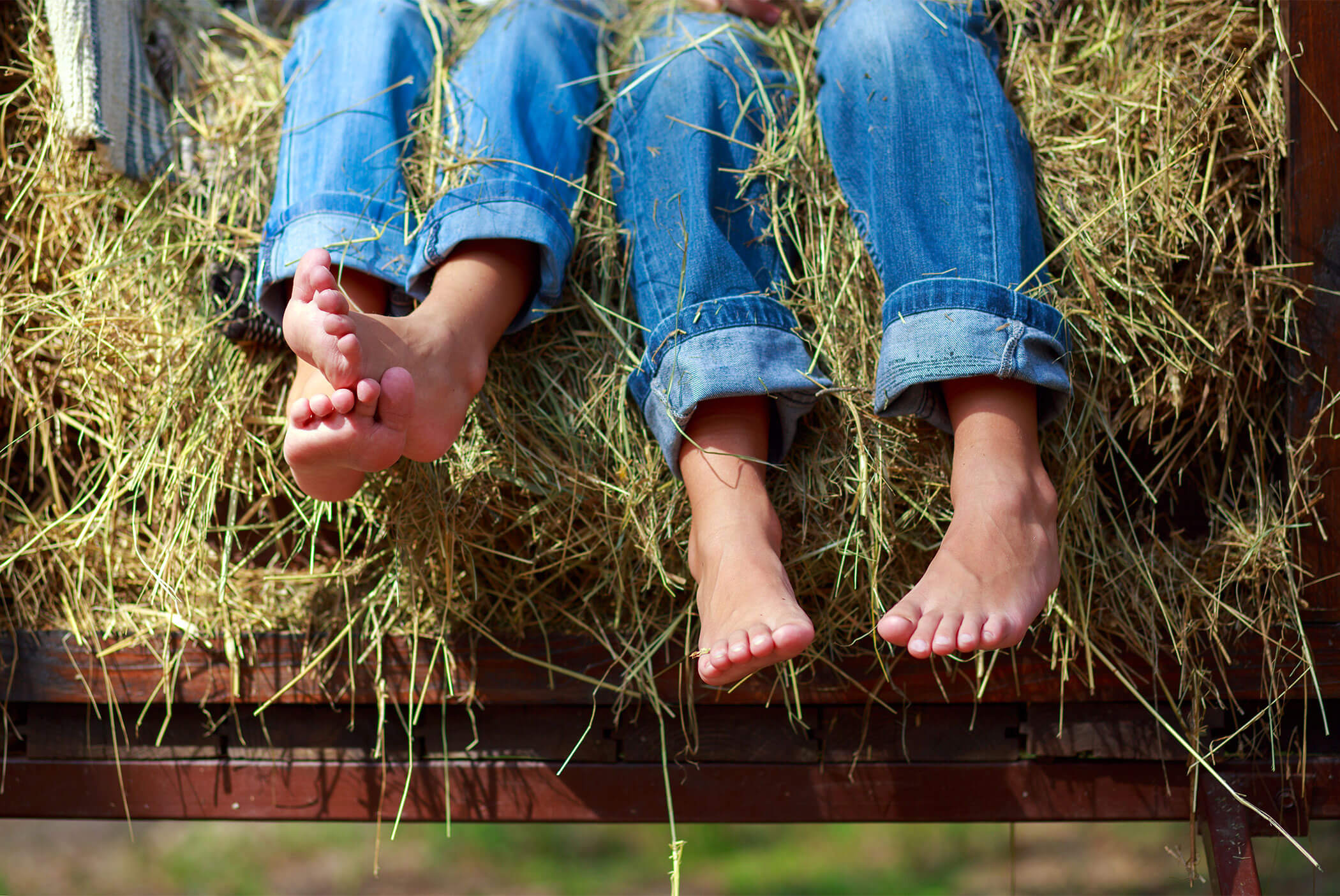 Zwei Füße zwischen dem Heu - Klaudehof